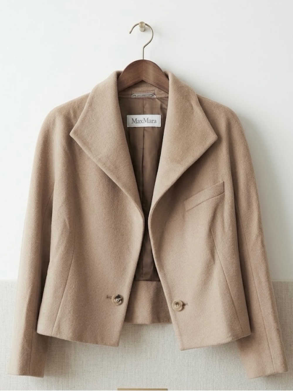 Max Mara Italy 100% Camelwool Cropped Single Breasted Jacket Blazer US 10